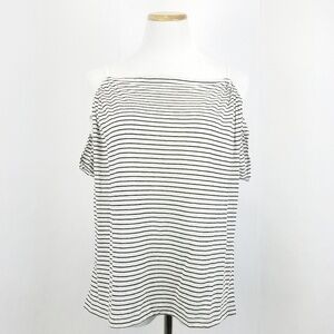 Max Studio London Small Sleeveless Striped Linen Top